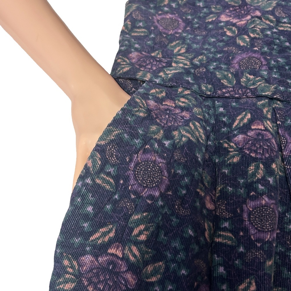 Vintage 80s Laura Ashley Prairie Jumpsuit Romper Playsuit Floral Jumper Corduroy - Picture 12 of 16